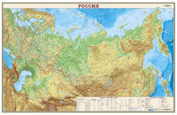 _Карта Россия физич. 1:7 000 000 (настен.,ламинир.,с рейками,в карт.тубусе) (136*89) (Ди Эм Би) [719]